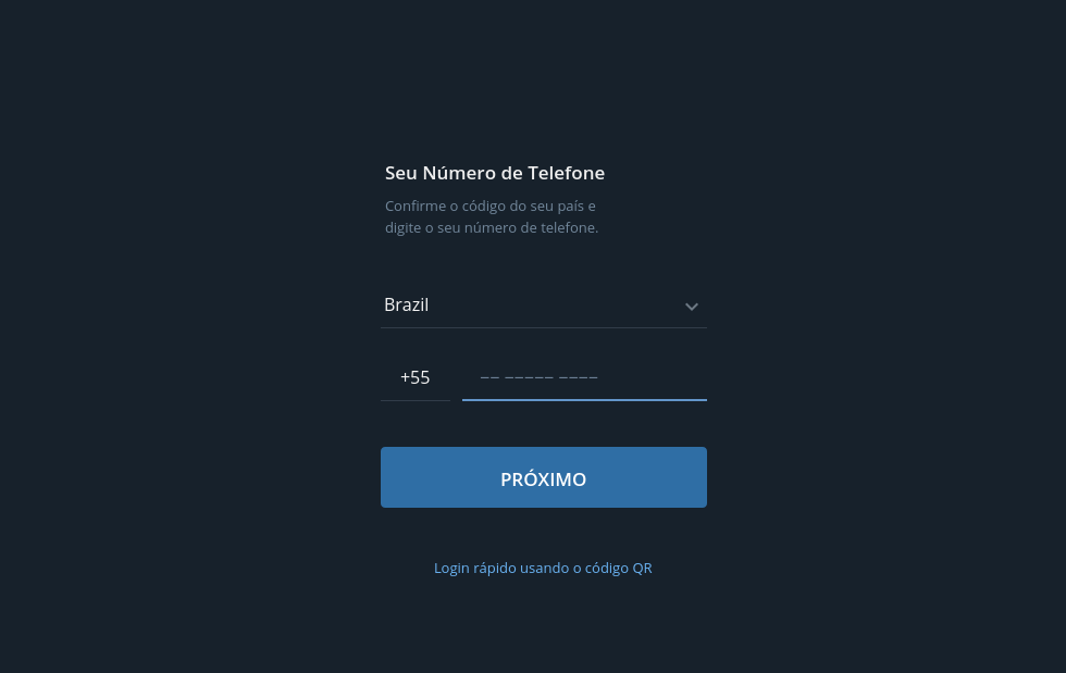 Tela Numero Desktop Telegram